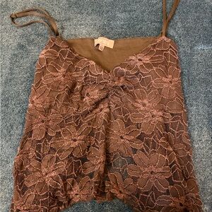 Brown Lace Crop Top